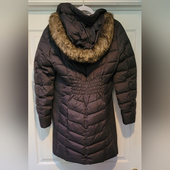 $350 Women's Michael Kors Gunmetal Gray Full Length Puffer Faux Fur Lined Hood M - Picture 5 of 11
